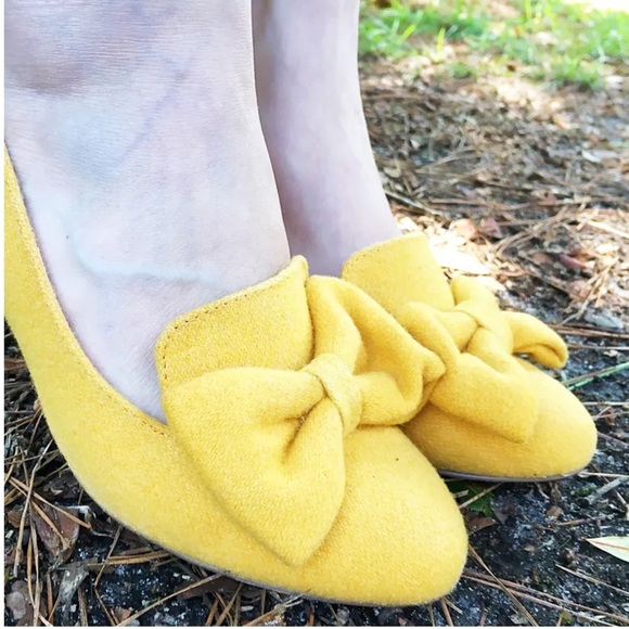 BAIT but another innocent tale Shoes Vintage Heels Bow Yellow Women’s Sz 6 NEW - Picture 10 of 14